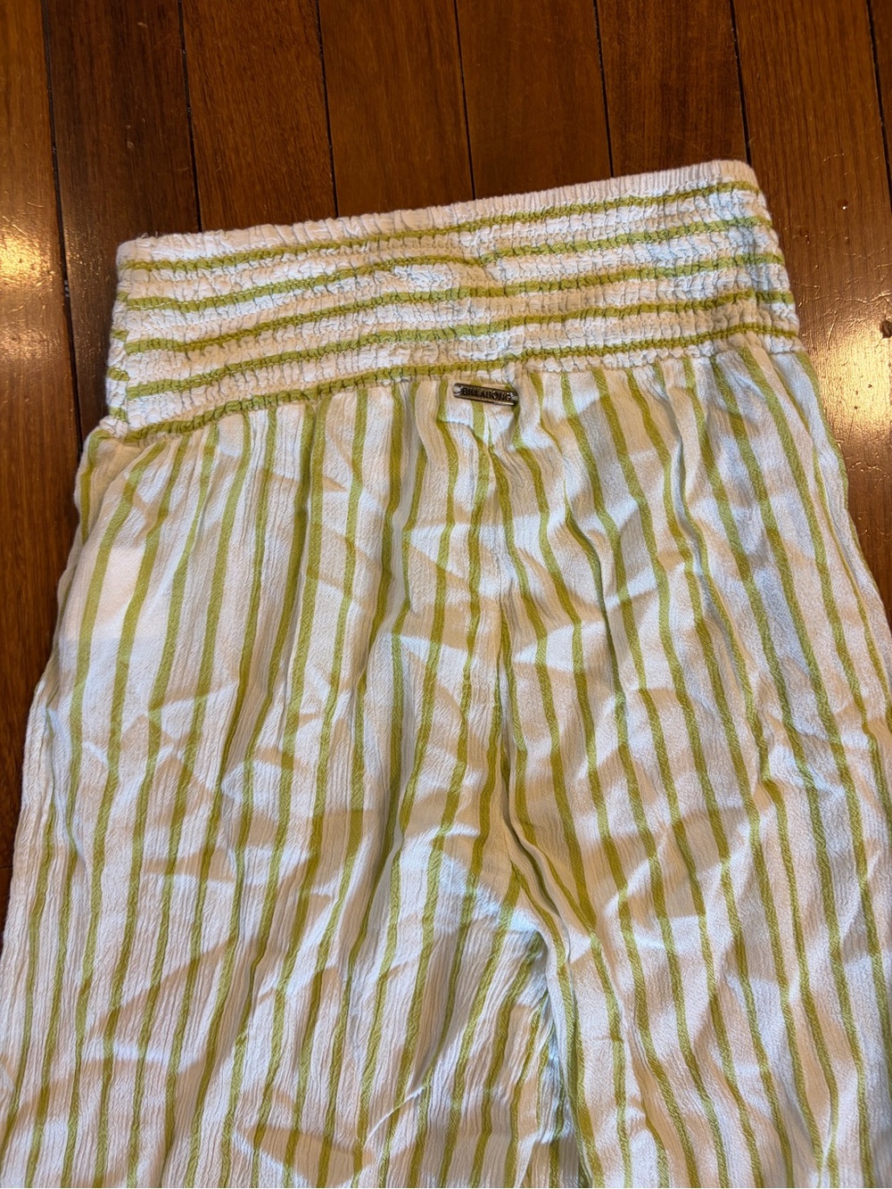 Billabong White Green Striped Wide Leg Daybreak Pants - Picture 8 of 9